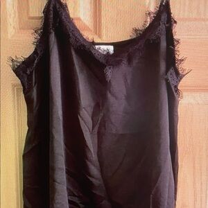 Elegant Black Lace Trim Women's Top